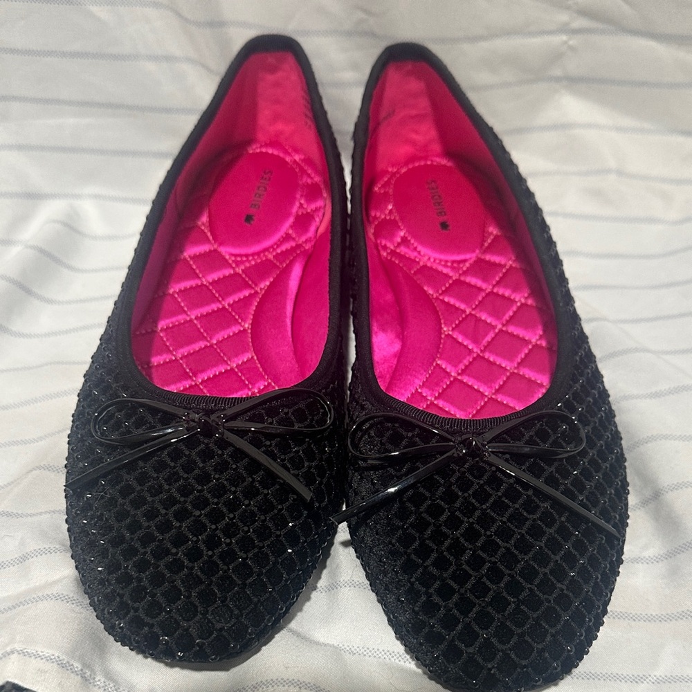 Birdies Songbird Ballet black shimmer flats - Picture 2 of 7